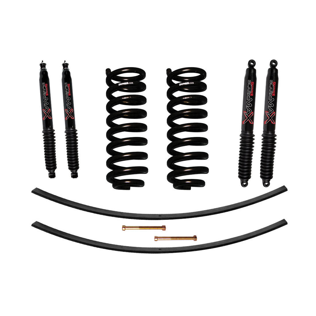 Ranger/Bronco II Suspension Lift Kit 83-89 Ranger 84-89 Bronco II w/Shock Black MAX Shocks 1.5-2 Inch Lift Incl. Front Coil Springs Rear Add-A-Leafs Skyjacker