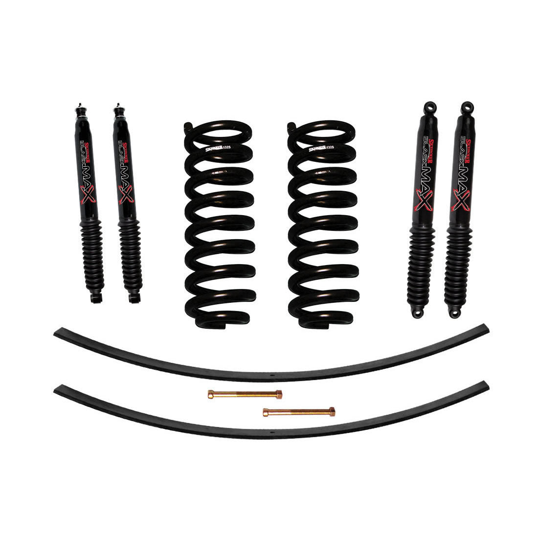 Ranger Suspension Lift Kit 89-97 Ranger w/Shock Black MAX Shocks 1.5-2 Inch Lift Incl. Front Coil Springs Rear Add-A-Leafs Skyjacker