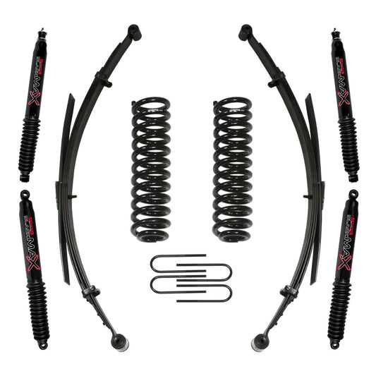 Ranger/B4000 Suspension Lift Kit 86-97 Ranger 94-97 B4000 w/Shock Black MAX Shocks 1.5-2 Inch Lift Incl. Rear U Bolt Kit Front Coil/Rear Leaf Springs Skyjacker