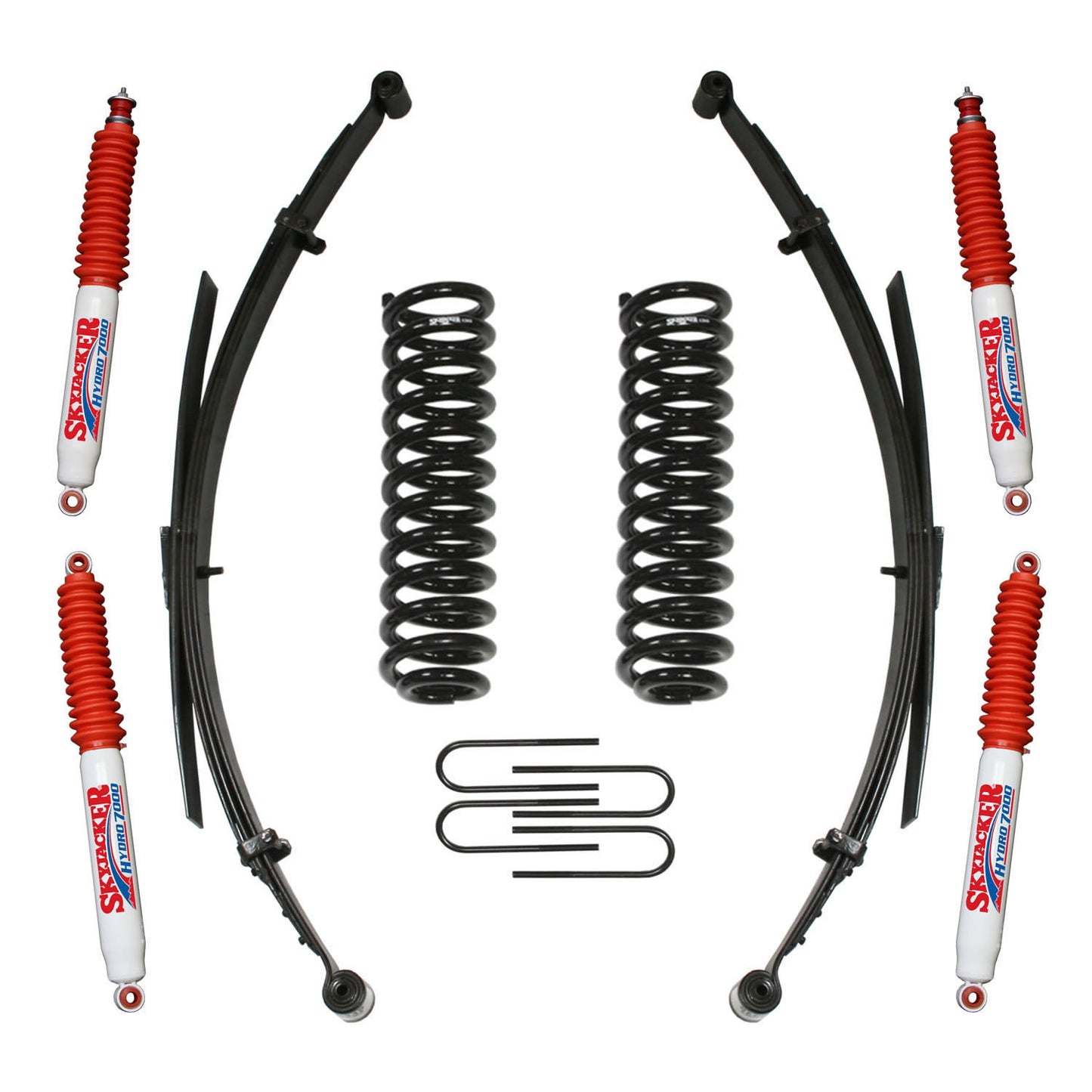 Ranger/B4000 Suspension Lift Kit 86-97 Ranger 94-97 B4000 w/Shock 1.5-2 Inch Lift Incl. Rear U Bolt Kit Front Coil/Rear Leaf Springs Skyjacker