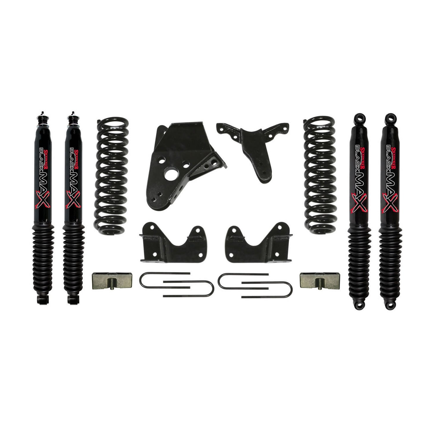 Ranger/B4000 Suspension Lift Kit 98-97 Ranger 94-97 B4000 w/Shock Black MAX Shocks 4 Inch Lift Incl. Front Coil Springs Rear U Bolt Kit Rear Block Skyjacker