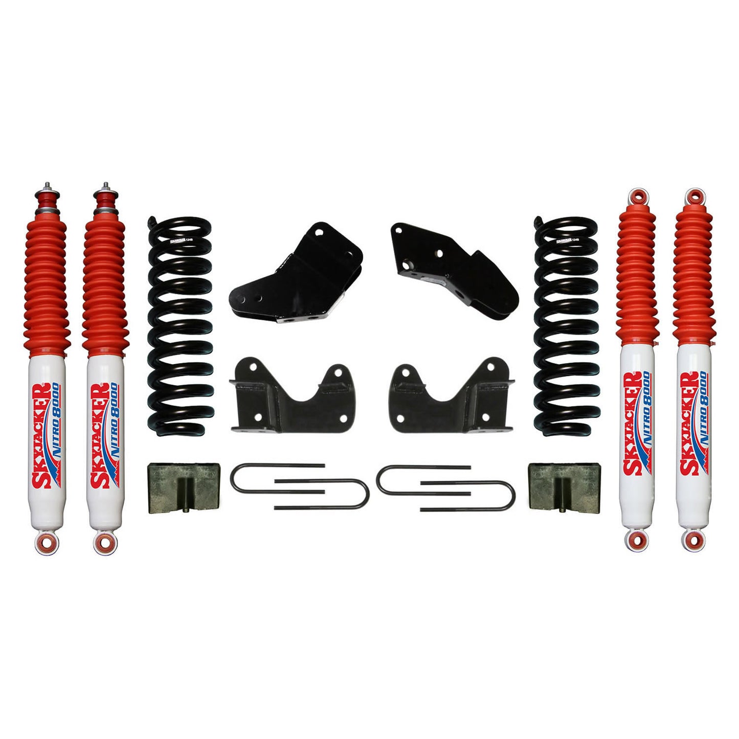 Ranger/B Series Suspension Lift Kit 83-97 Ranger 94-97 Mazda B Series w/Shock Nitro Shocks 6 Inch Lift Incl. Front Coil Springs Hinge Brackets Radius Arm Bracket Rear U Bolt Kit Rear Block Skyjacker