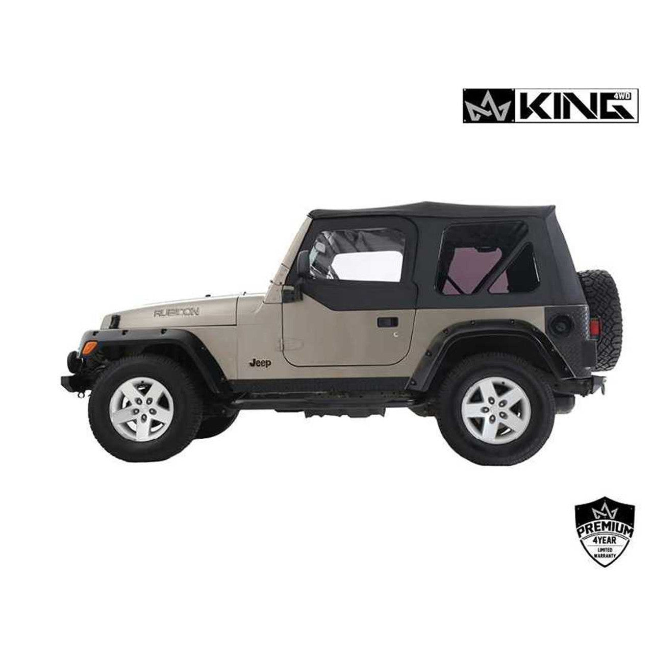 Replacement Soft Top with Upper Doors - Black Diamond with Tinted Windows - Jeep Wrangler TJ 1997-2006