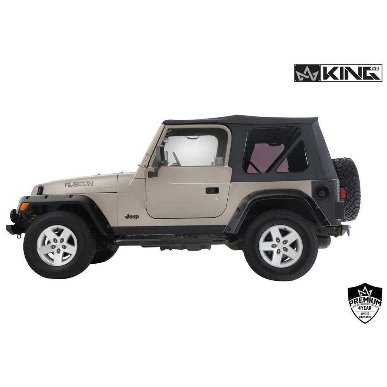 Premium Replacement Soft Top Without Upper Doors, Black Diamond With Tinted Windows - Jeep Wrangler TJ 1997-2006