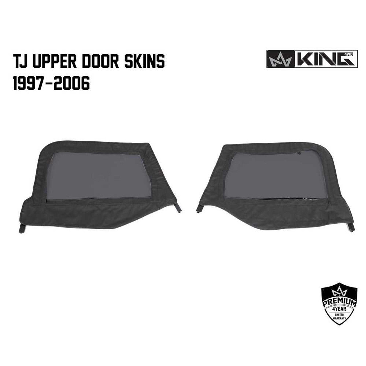 14019935T King 4WD Premium Upper Door Skins Black Diamond Passenger & Driver Side Jeep Wrangler TJ 1997-2006