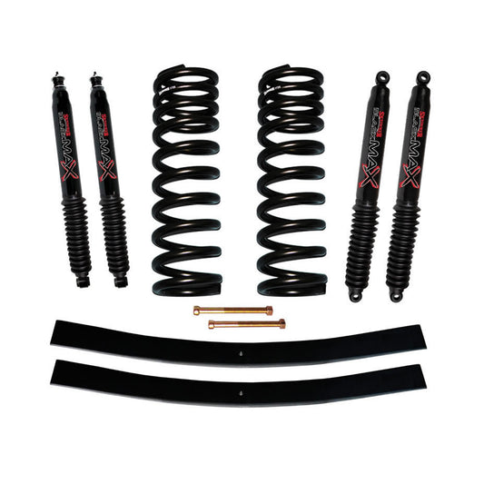 Bronco Suspension Lift Kit 75-77 Ford Bronco w/Shock Black MAX Shocks 1.5-2 Inch Lift Incl. Front Coil Springs Rear Add-A-Leafs Skyjacker