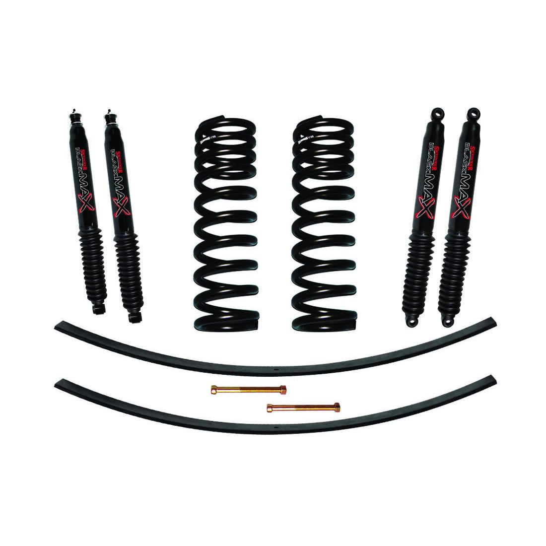 F-100/F-150 Suspension Lift Kit 73-75 Ford F-100 77-79 F-150 w/Shock Black MAX Shocks 1.5-2 Inch Lift Incl. Front Coil Springs Rear Add-A-Leafs Skyjacker