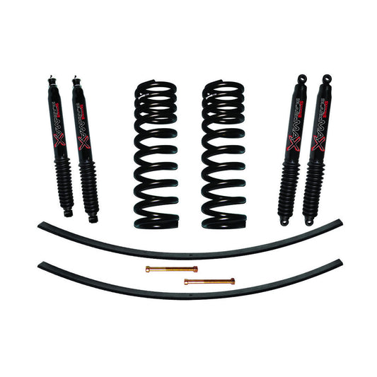 F-100/F-150 Suspension Lift Kit 73-75 Ford F-100 77-79 F-150 w/Shock Black MAX Shocks 1.5-2 Inch Lift Incl. Front Coil Springs Rear Add-A-Leafs Skyjacker