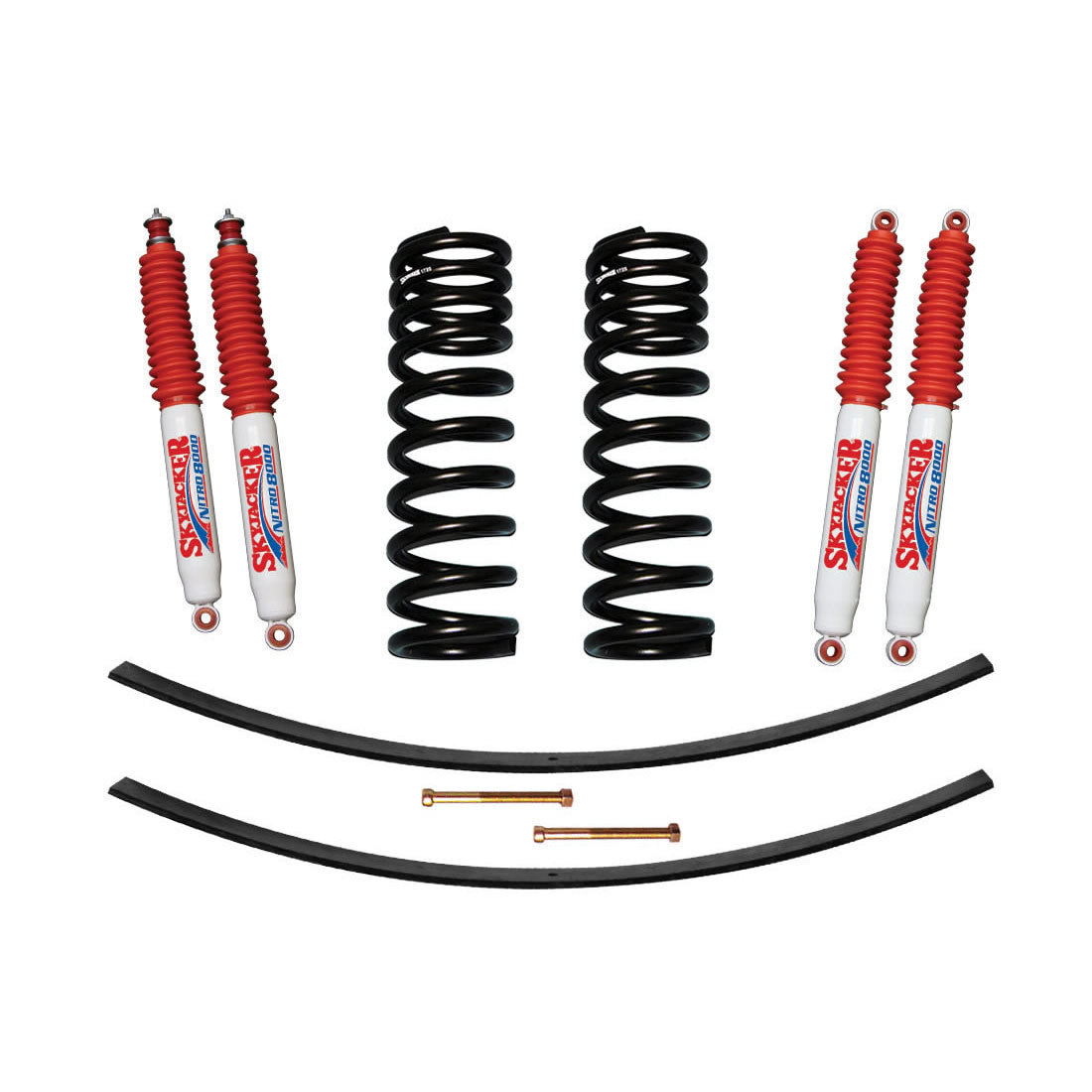 F-100/F-150 Suspension Lift Kit 73-75 Ford F-100 77-79 F-150 w/Shock Nitro Shocks 1.5-2 Inch Lift Incl. Front Coil Springs Rear Add-A-Leafs Skyjacker