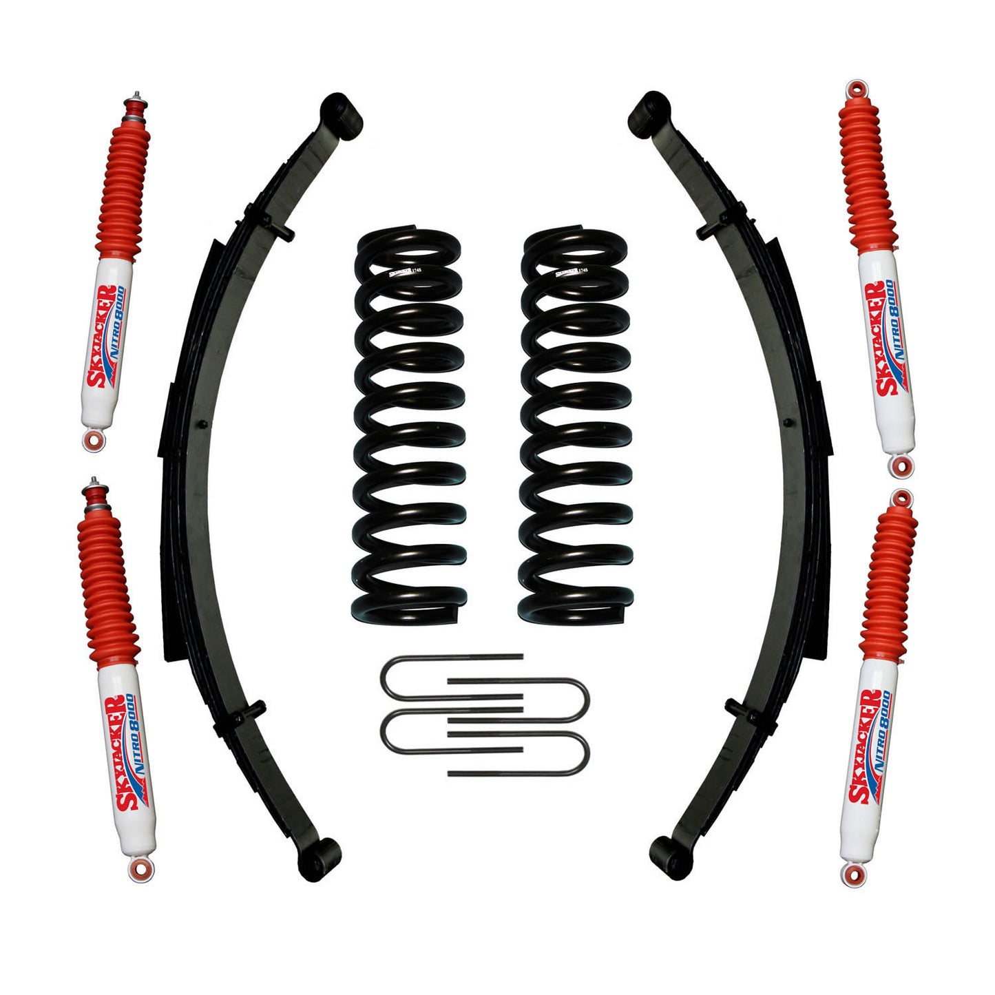 Bronco Suspension Lift Kit 78-79 Ford Bronco w/Shock Nitro Shocks 4 Inch Lift Incl. Front/Rear Springs Rear U Bolt Kit Skyjacker