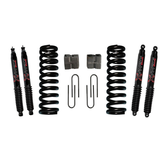 Bronco Suspension Lift Kit 75-77 Bronco w/Shock Black MAX Shocks 5 Inch Lift Incl. Front Coil Springs Rear U Bolt Kit Rear Block Skyjacker