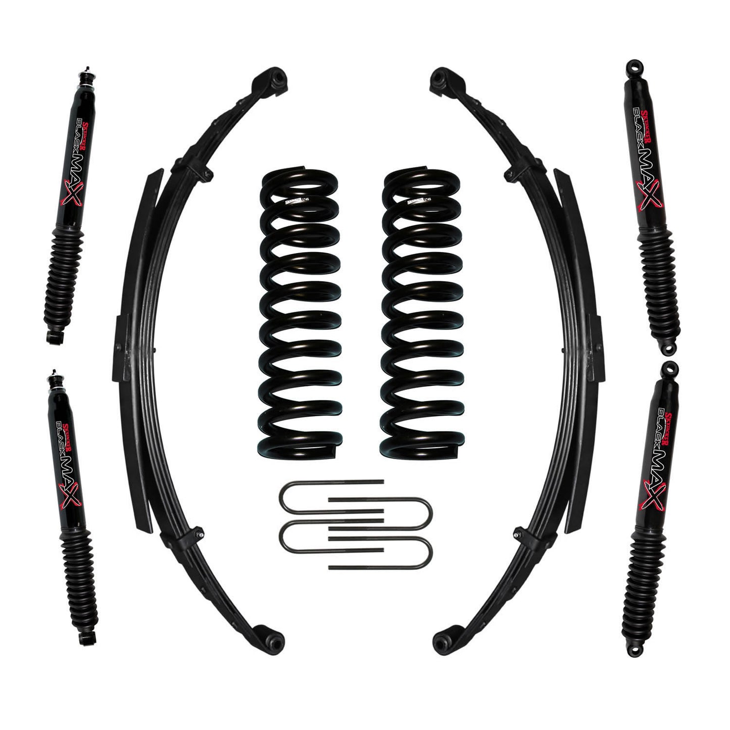 Bronco Suspension Lift Kit 75-77 Bronco w/Shock Black MAX Shocks 5 Inch Lift Incl. Front/Rear Springs Rear U Bolt Kit Skyjacker