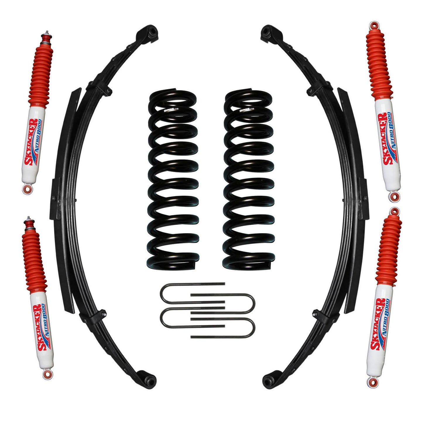 Bronco Suspension Lift Kit 75-77 Bronco w/Shock Nitro Shocks 5 Inch Lift Incl. Front/Rear Springs Rear U Bolt Kit Skyjacker