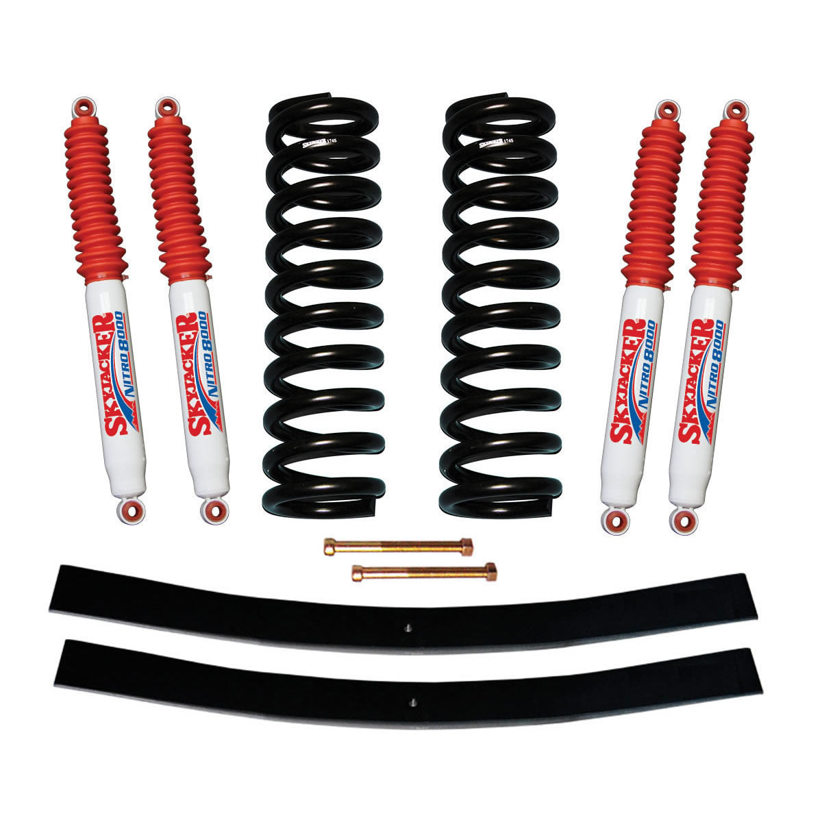 F-100 Suspension Lift Kit 70-72 F-100 w/Shock Nitro Shocks 4 Inch Lift Incl. Front Coil Springs Rear Add-A-Leafs Skyjacker