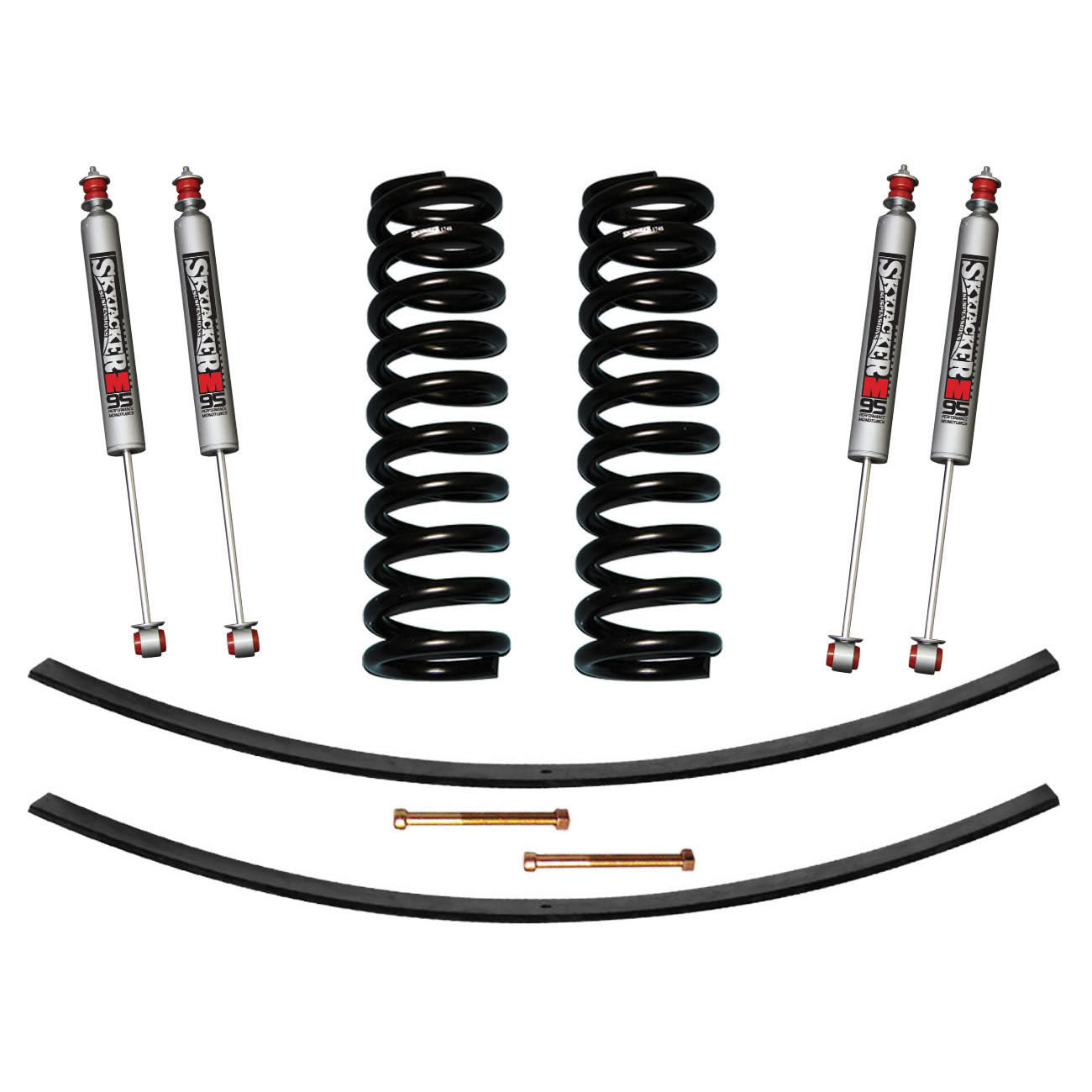 F-100/F-150 Suspension Lift Kit 73-75 F-100 77-79 F-150 w/Shock M95 Performance Shocks 4 Inch Lift Incl. Front Coil Springs Rear Add-A-Leafs Skyjacker