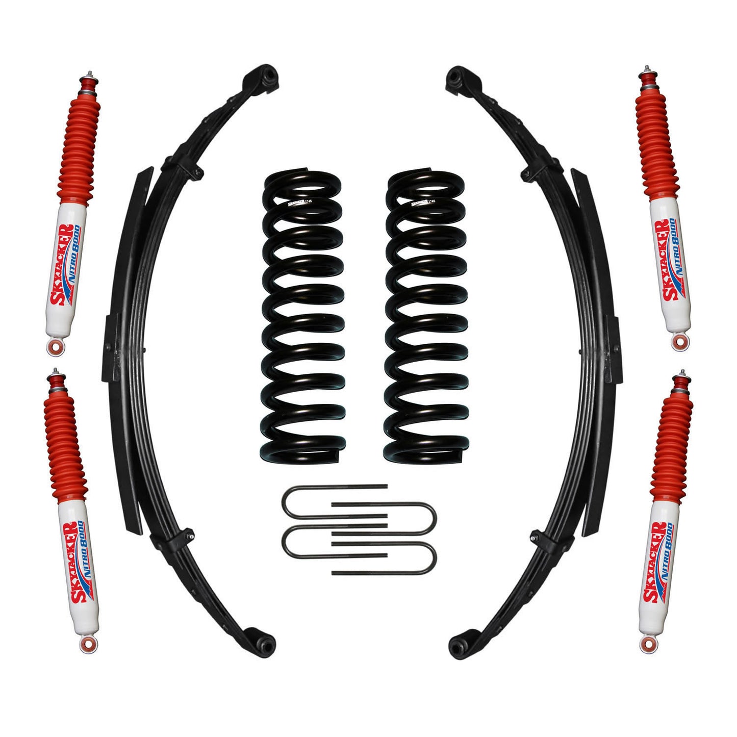 F-100/F-150 Suspension Lift Kit 73-75 F-100 77-79 F-150 w/Shock Nitro Shocks 4 Inch Lift Incl. Front/Rear Springs Rear U Bolt Kit Skyjacker