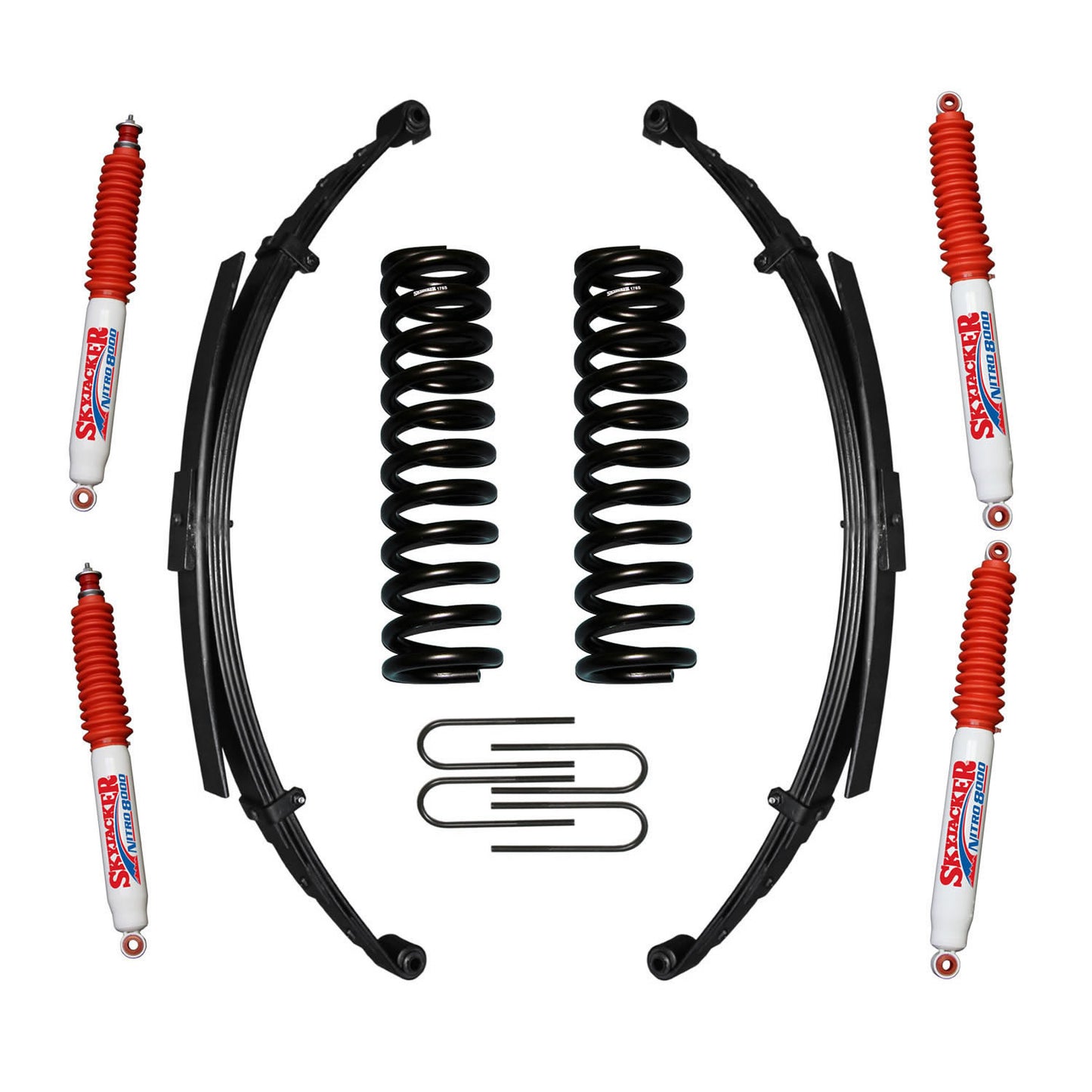 Bronco Suspension Lift Kit 75-79 Bronco w/Shock Nitro Shocks 7 Inch Lift Incl. Coil Spring Leaf Spring U Bolt Kit Skyjacker