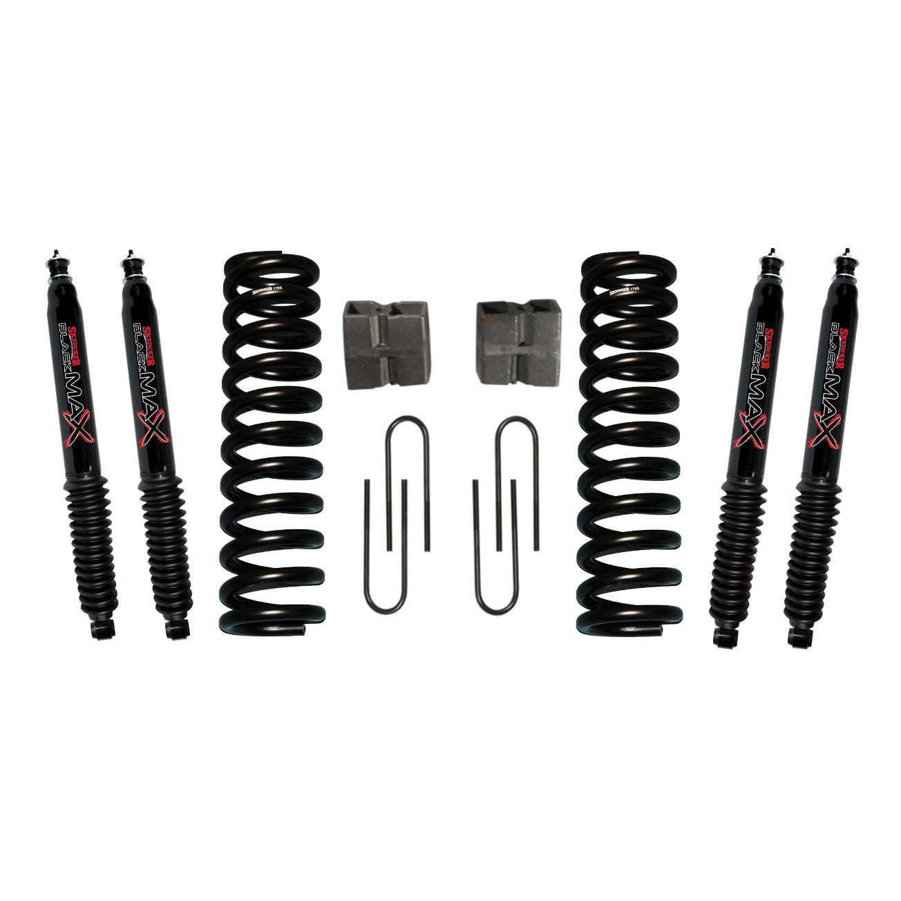 Suspension Lift Kit w/Shock Black MAX Shocks 6 Inch Lift Incl. Front Coil Springs Rear U Bolt Kit Rear Block Skyjacker