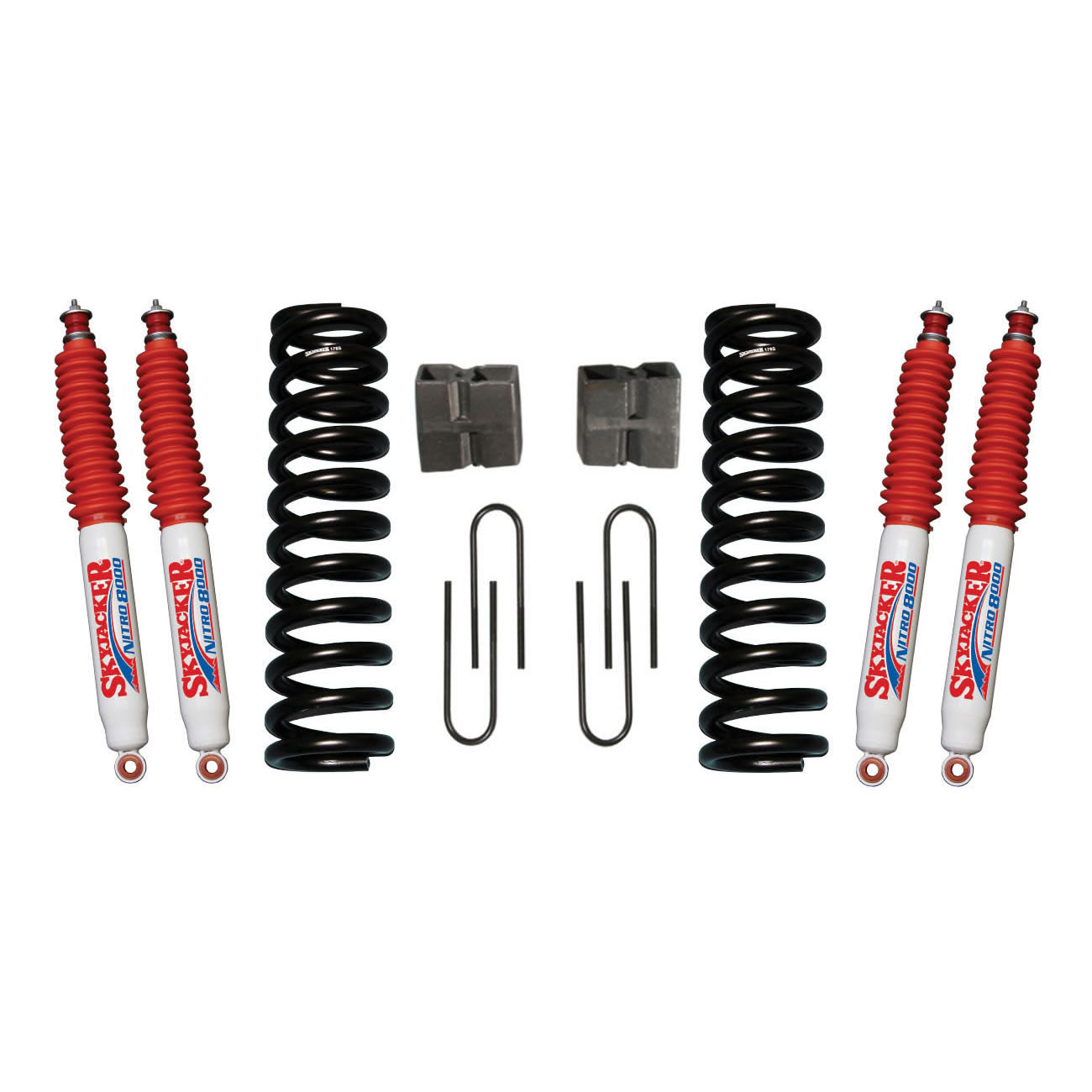 Suspension Lift Kit w/Shock Nitro Shocks 6 Inch Lift Incl. Front Coil Springs Rear U Bolt Kit Rear Block Skyjacker