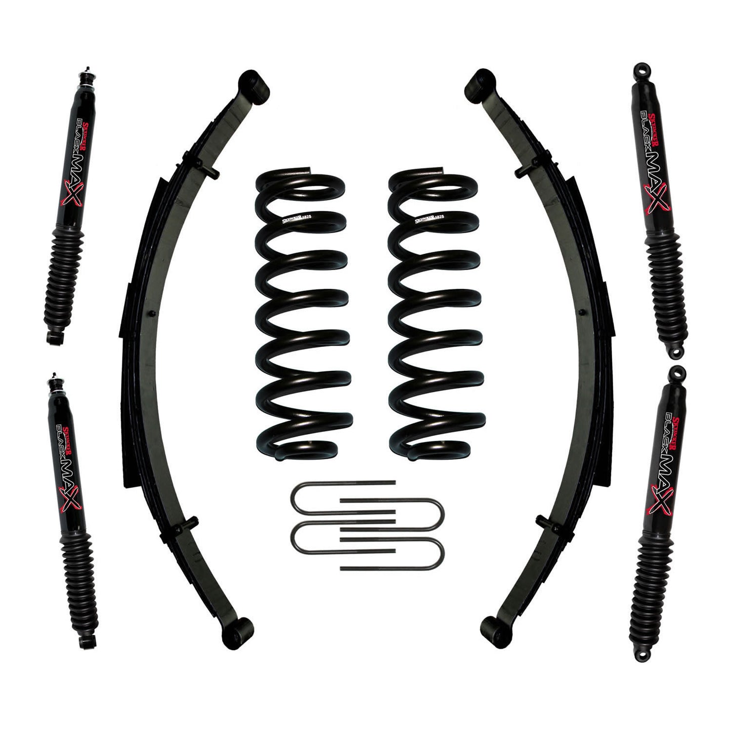 Suspension Lift Kit w/Shock Black MAX Shocks 6 Inch Lift Incl. Front/Rear Springs Rear U Bolt Kit Skyjacker