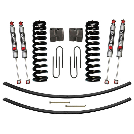 Suspension Lift Kit w/Shock M95 Performance Shocks 9 Inch Lift Incl. Front Coil Springs Rear Add-A-Leafs Rear U Bolt Kit Rear Block Skyjacker