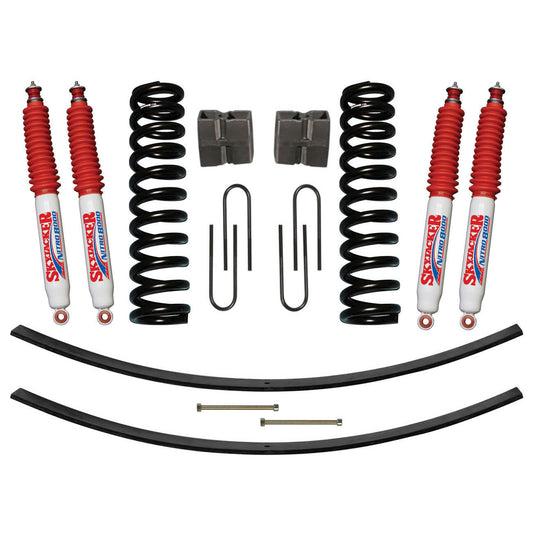 Suspension Lift Kit w/Shock Nitro Shocks 9 Inch Lift Incl. Front Coil Springs Rear Add-A-Leafs Rear U Bolt Kit Rear Block Skyjacker