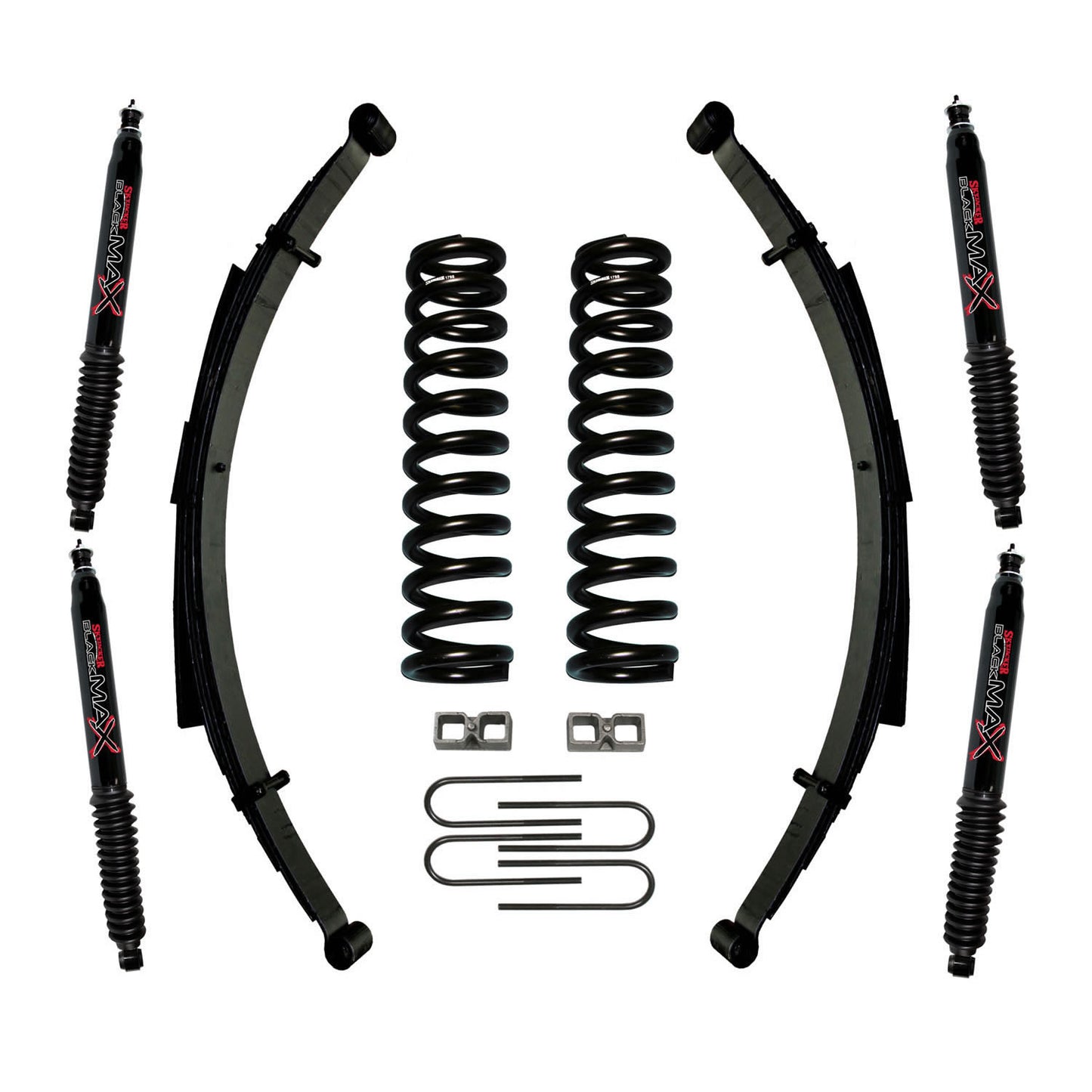 Suspension Lift Kit w/Shock Black MAX Shocks 9 Inch Lift Incl. Front/Rear Springs Rear U Bolt Kit 2 Inch Rear Blocks Skyjacker