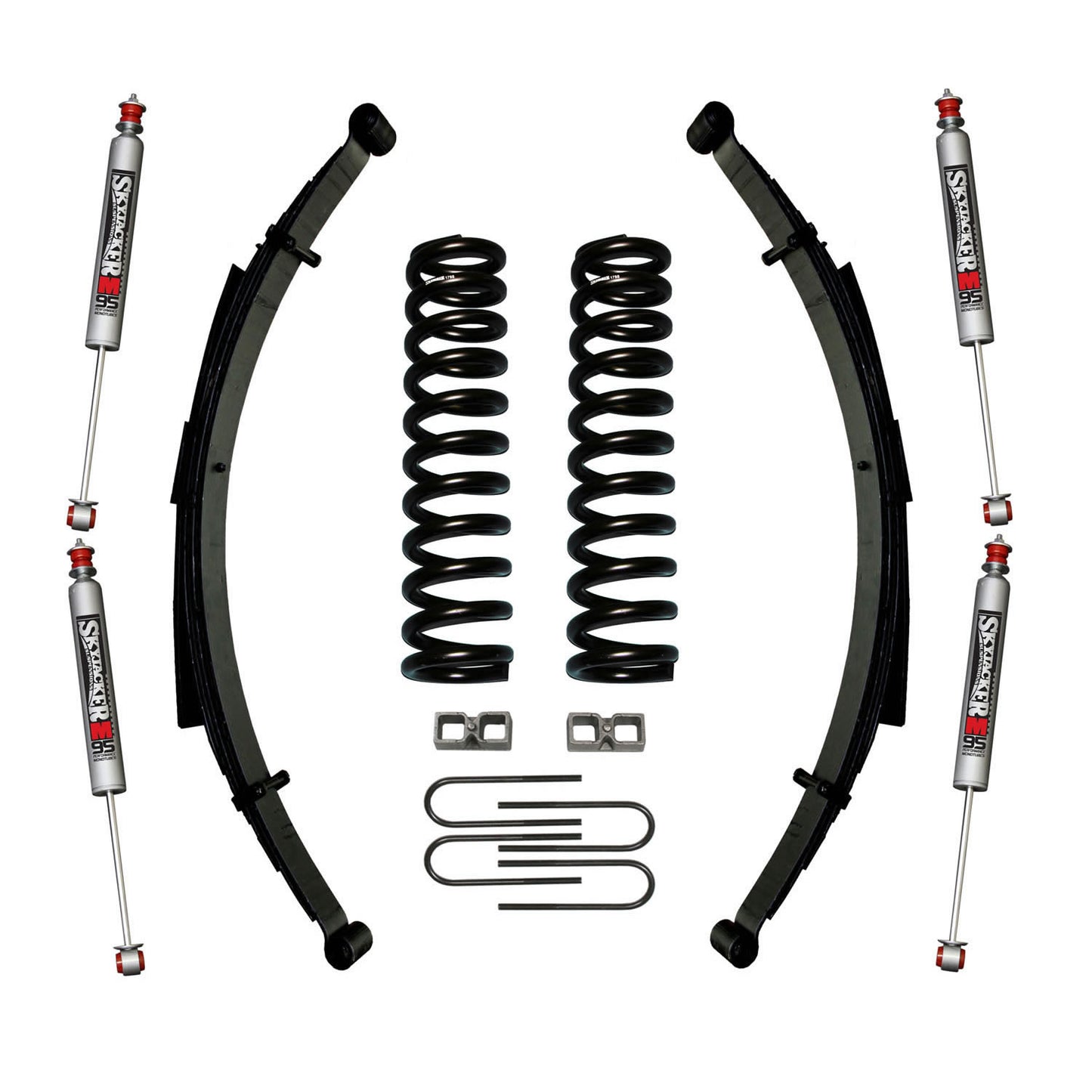 Suspension Lift Kit w/Shock M95 Performance Shocks 9 Inch Lift Incl. Front/Rear Springs Rear U Bolt Kit 2 Inch Rear Blocks Skyjacker