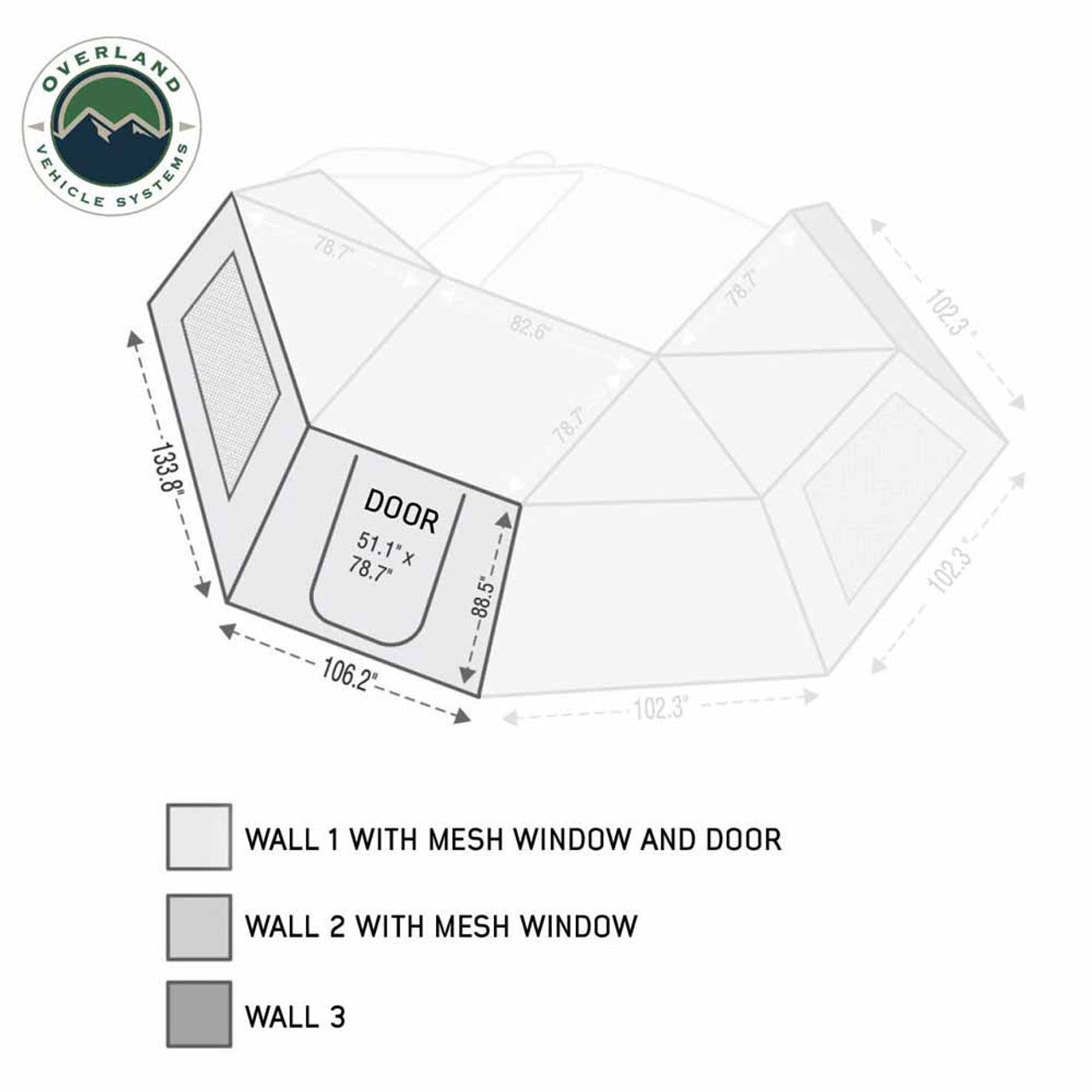 HD Nomadic 270 Degree Awning Wall 1 with Door & Window - Driver Side