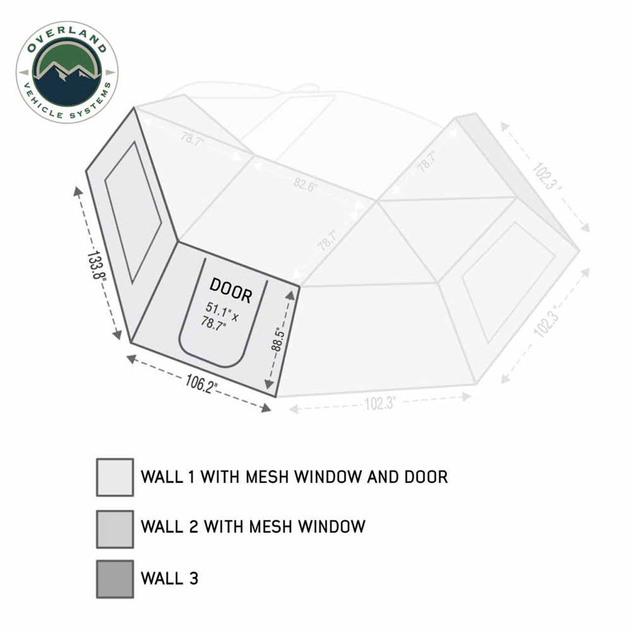 HD Nomadic 270 Degree Awning Wall 1 with Door & Window - Driver Side