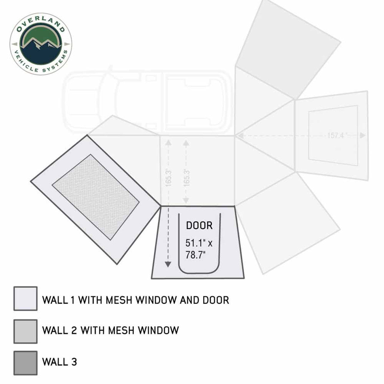 HD Nomadic 270 Degree Awning Wall 1 with Door & Window - Driver Side