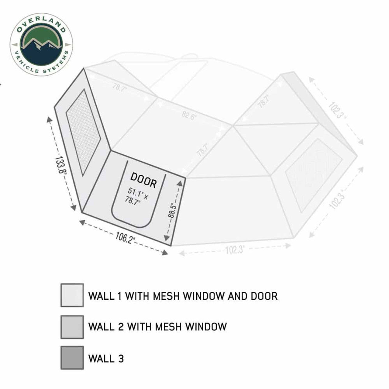 HD Nomadic 270 Degree Awning Wall 1 with Door & Window - Driver Side