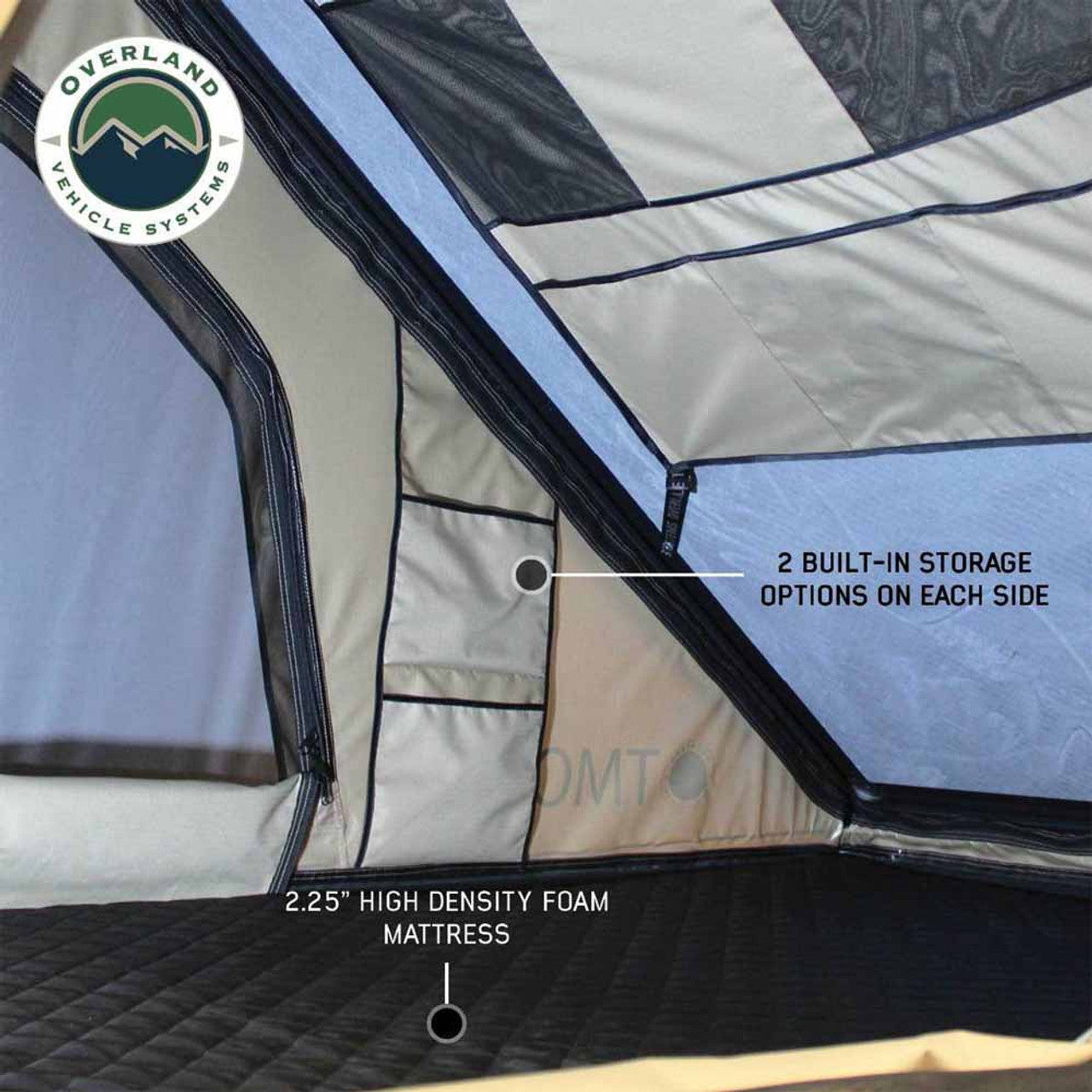 LD TMON Clamshell Aluminum Hard Shell Roof Top Tent - 2 Person Capacity, Tan Body & Green Rainfly