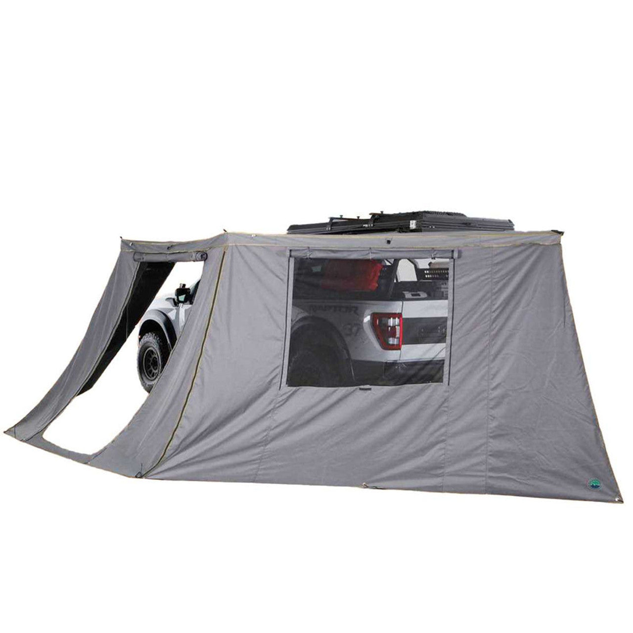 HD Nomadic 180 Degree Awning Side Wall with Window - Dark Gray With Storage Bag