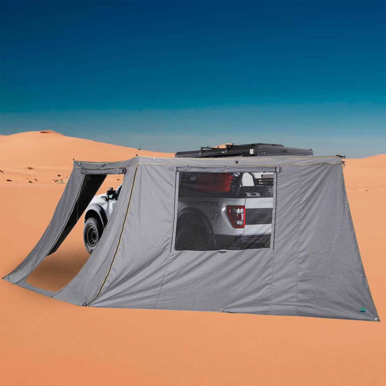 HD Nomadic 180 Degree Awning Side Wall with Window - Dark Gray With Storage Bag