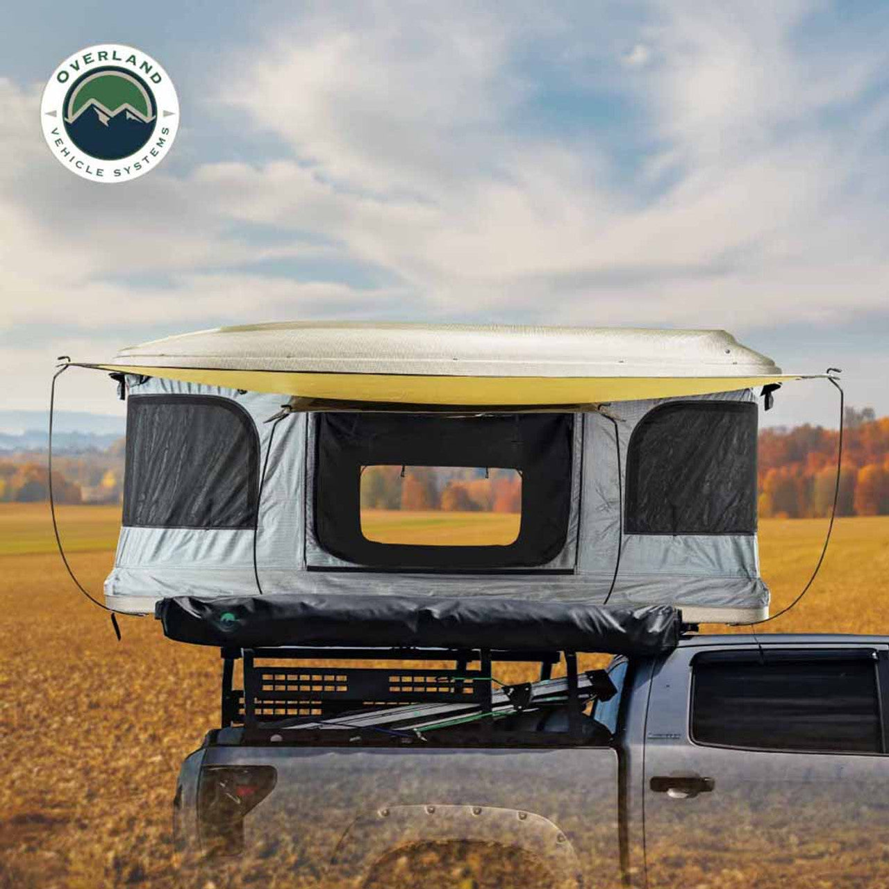 HD Bundu Pop Up Hard Shell Roof Top Tent, Grey Body & Green Trim