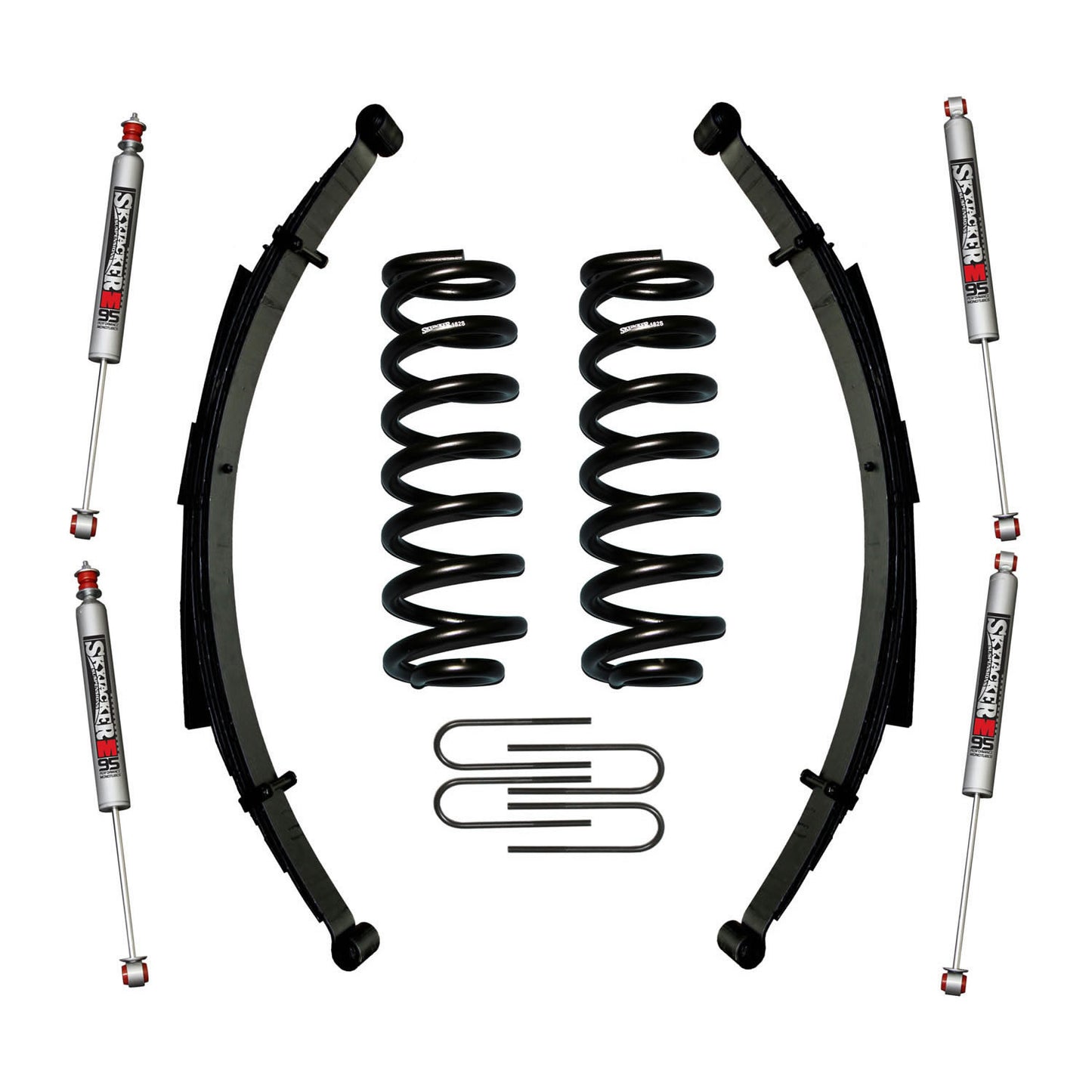 Suspension Lift Kit w/Shock M95 Performance Shocks 1.5-2 Inch Lift Incl. Front/Rear Springs Rear U Bolt Kit Skyjacker