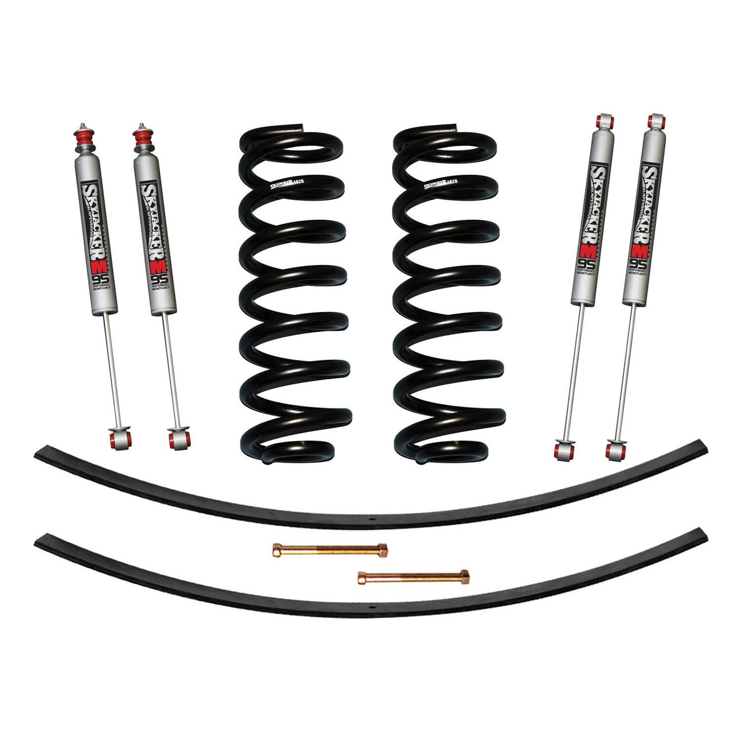 Suspension Lift Kit w/Shock M95 Performance Shocks 1.5-2 Inch Lift Incl. Front Coil Springs Rear Add-A-Leafs Skyjacker