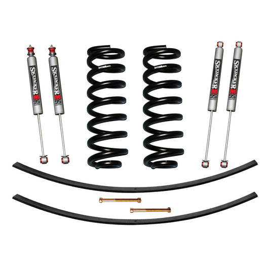 Suspension Lift Kit w/Shock M95 Performance Shocks 1.5-2 Inch Lift Incl. Front Coil Springs Rear Add-A-Leafs Skyjacker