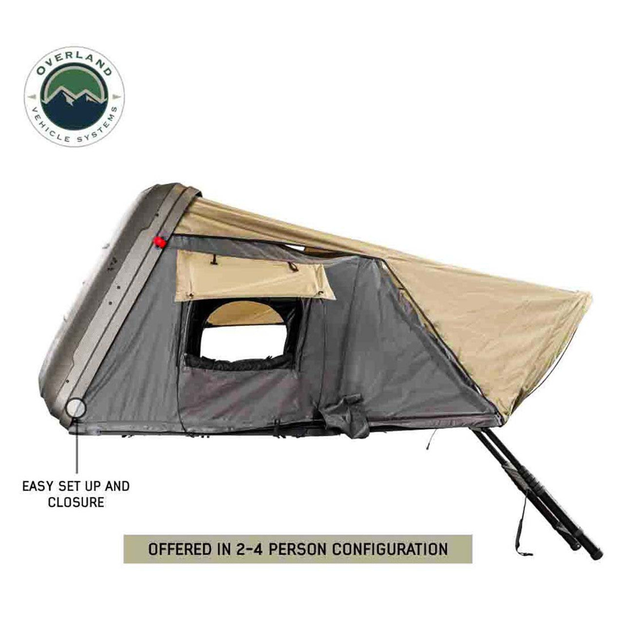 HD Bundu Cantilever Hard Shell Roof Top Tent, Grey Body & Green Rainfly