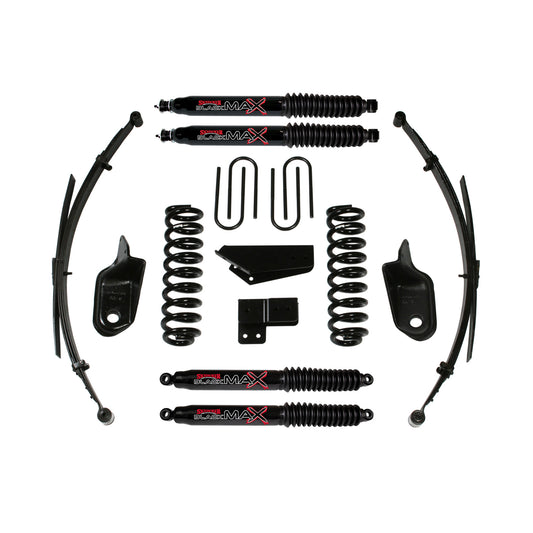 Suspension Lift Kit w/Shock Black MAX Shocks 4 Inch Lift Incl. Front/Rear Springs Brackets Rear U Bolt Kit Skyjacker