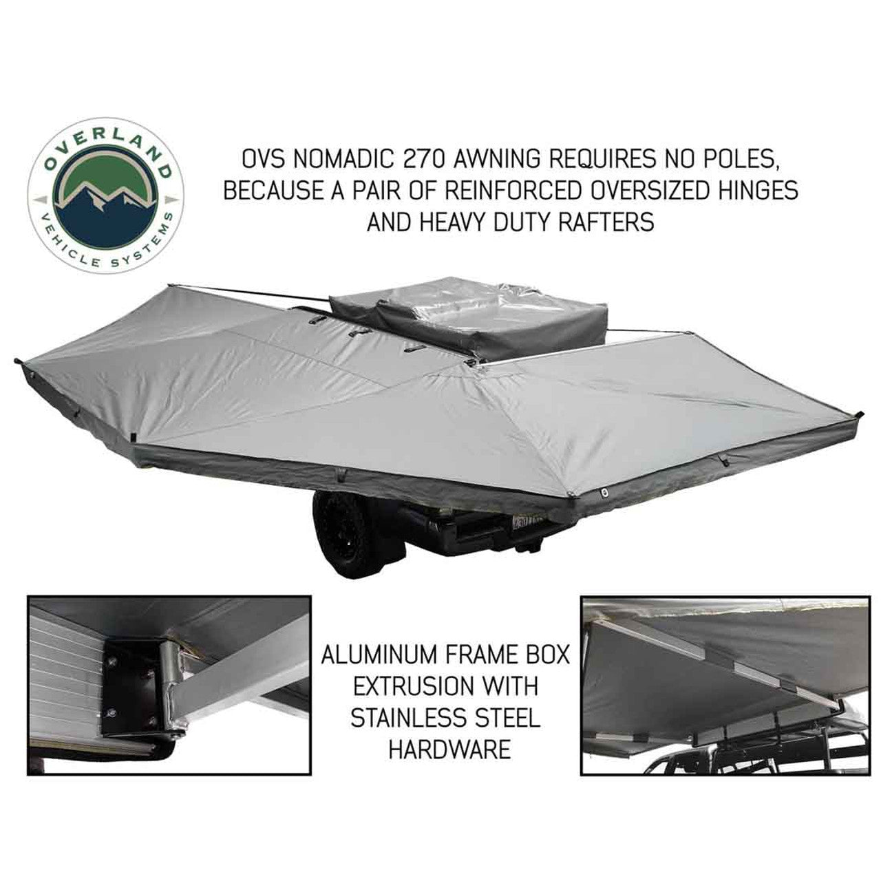 HD Nomadic 270 Degree Awning - Driver Side - Dark Gray Awning with Black Cover