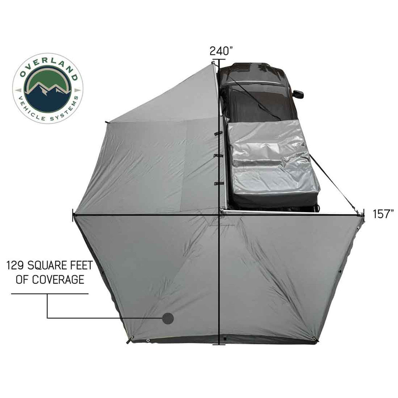 HD Nomadic 270 Degree Awning - Driver Side - Dark Gray Awning with Black Cover