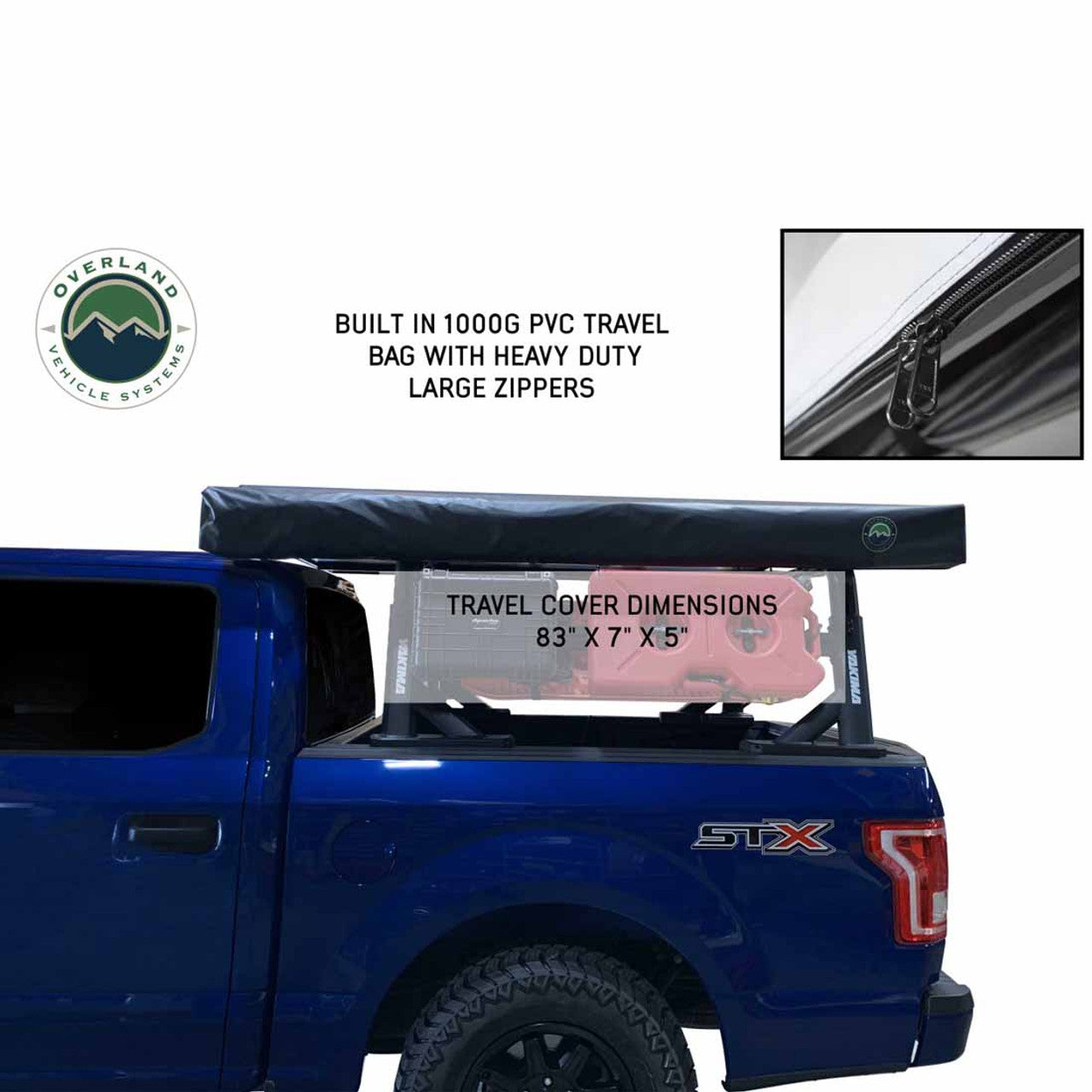 HD Nomadic 270 LT Awning - Driver Side - Dark Gray With Black Travel Cover Universal