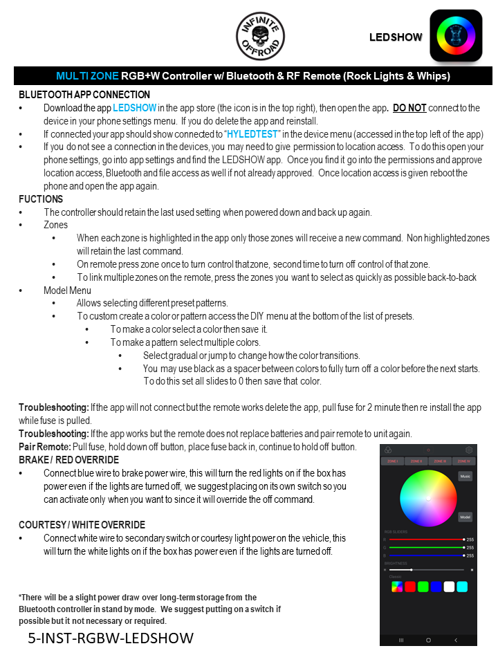 RGB+W Bluetooth Controller w/ RF Remote