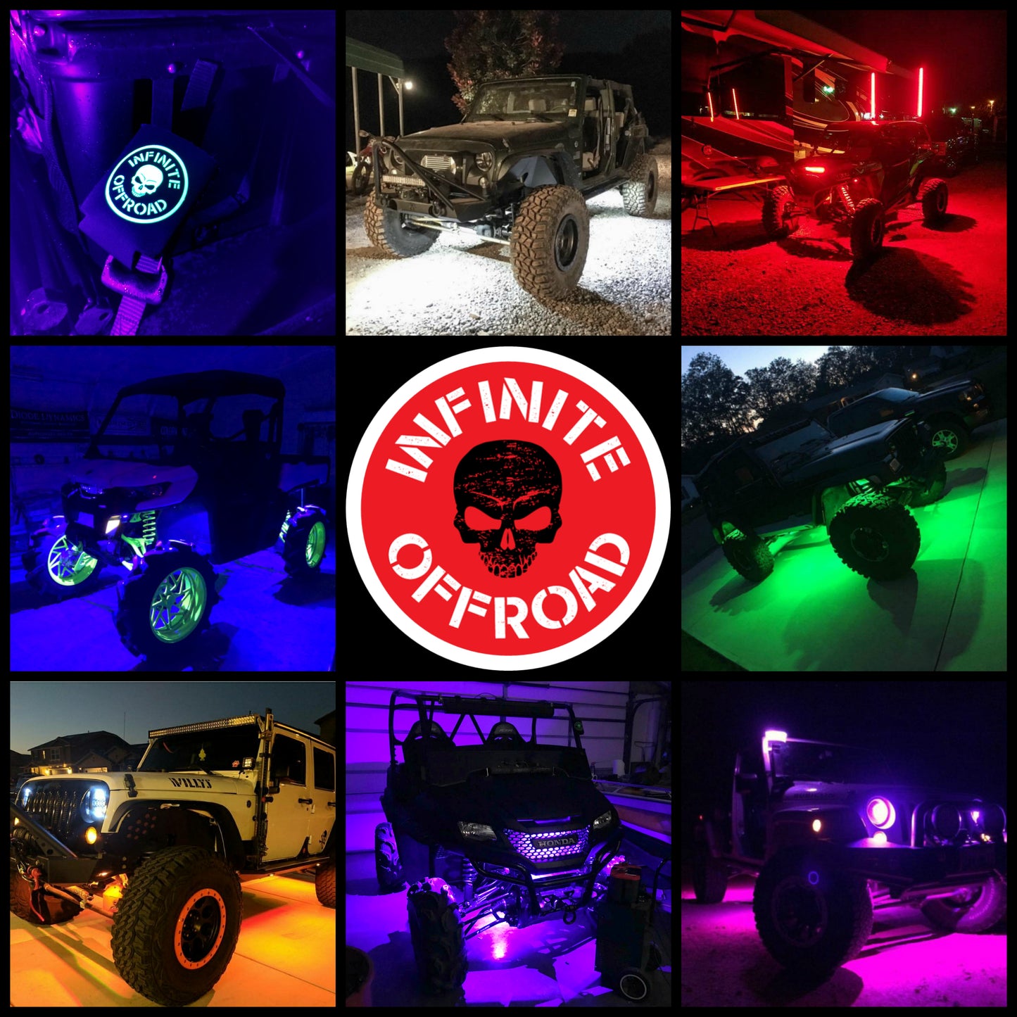 (TRUCK/JEEP) - 8w Single Color Rock Light Kit