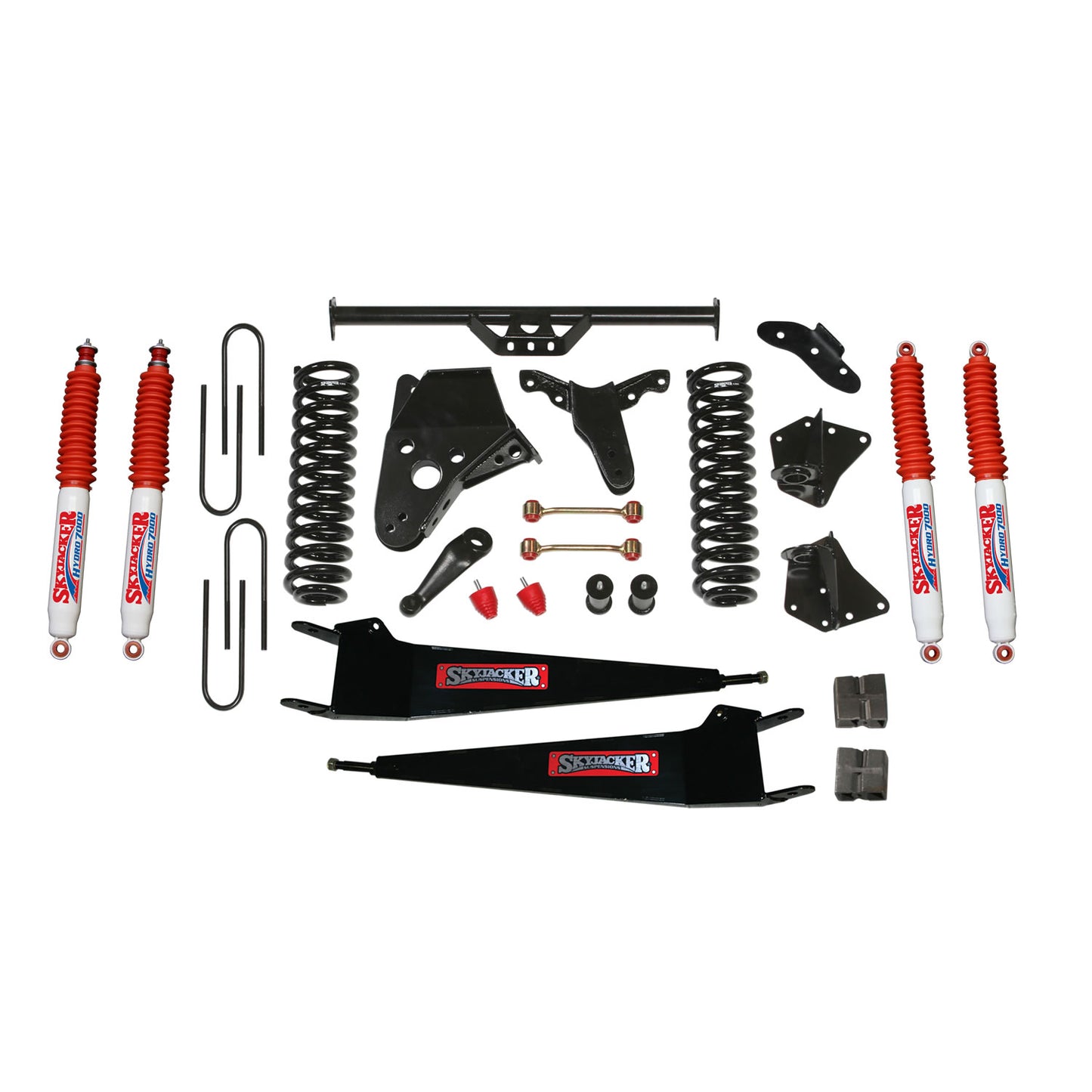 Suspension Lift Kit w/Shock 6 Inch Lift Incl. Front Springs Radius Arm Brackets Pitman Arm Bump Stops Sway Bar End Links Rear U Bolt Kit Rear Blocks Skyjacker