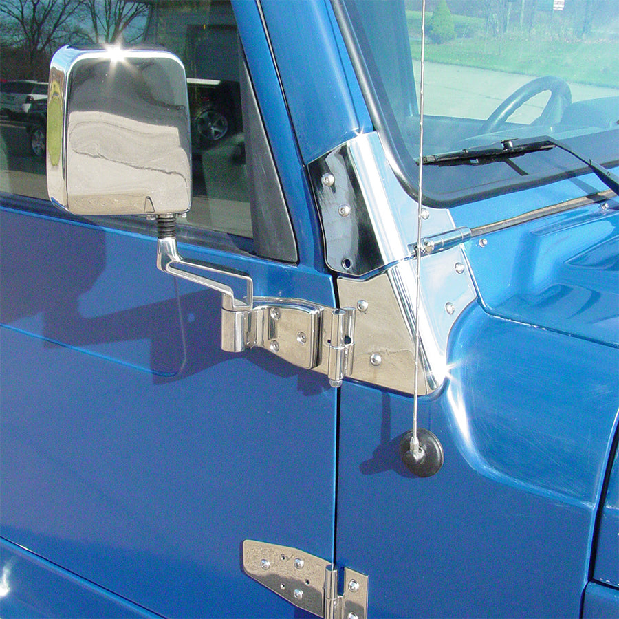 JEEP CJ/YJ/TJ Lower Door Hinge Pair 76-06 CJ Wrangler YJ/TJ Polished Silver Kentrol