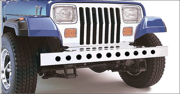 Jeep YJ 54 Inch Front Bumper with holes (No License Plate Holes) 87-95 Wrangler TJ Polished Silver Kentrol