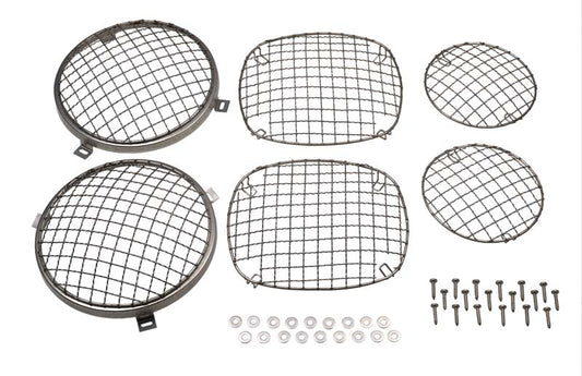 Jeep CJ Wire Mesh Guard Set 6 Pieces 76-86 CJ Polished Silver Kentrol